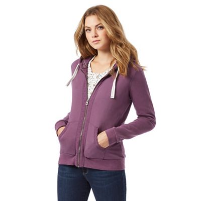 Mantaray Purple embroidered trim zip through hoodie